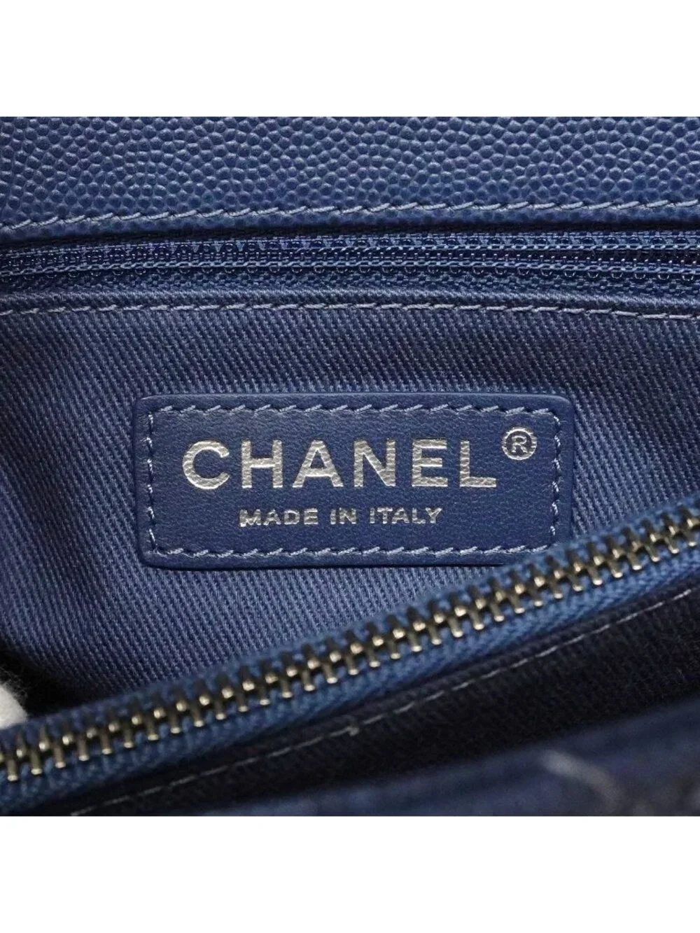 Chanel Handbag Coco Handle Caviar Leather Blue Silver 2-Way